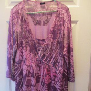 Women's Faded Glory Multicolor 3/4 Sleeves Polyester/Spandex Blouse/Top Size: 2X